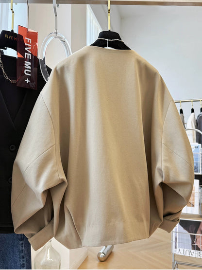 Korean style high-end wear very good-looking V-neck bat sleeve casual suit jacket women's autumn loose jacket ins