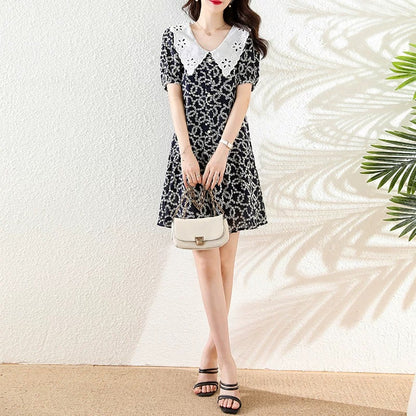 2025 summer new Korean style casual large size doll collar loose A-line dress European station women's dress skirt