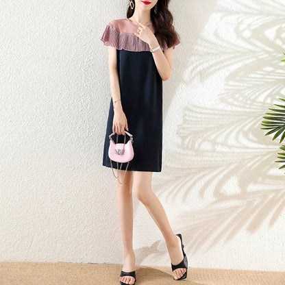 chinese dress ladies Chiffon dress women's loose straight skirt little black dress European –  Lee Nhi Boutique