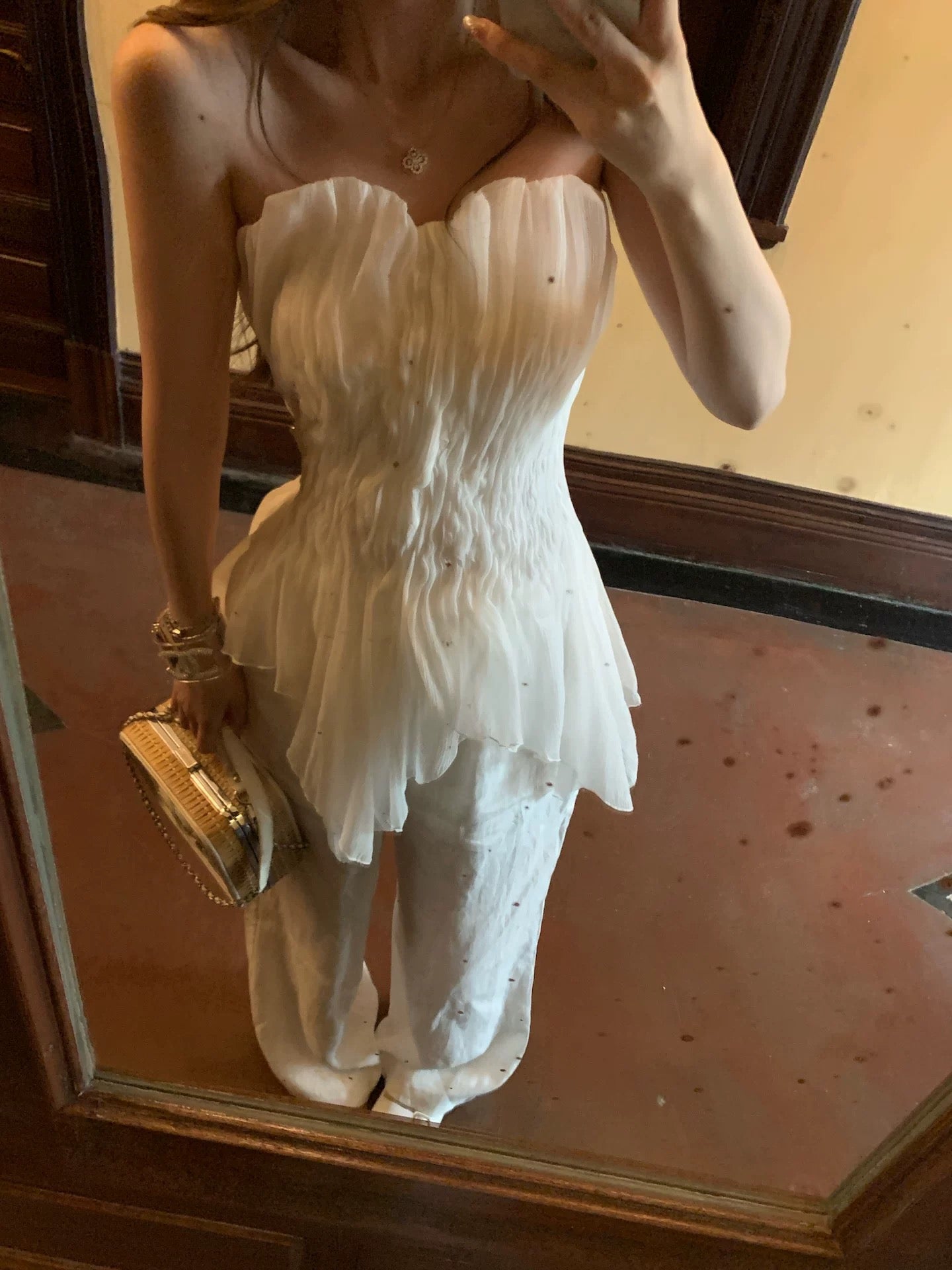 F boutique "Pink Mist Mermaid" a*je Early Spring Ethereal Hand-Dyed Hand-Pleated Fishbone Strapless Women's Bra