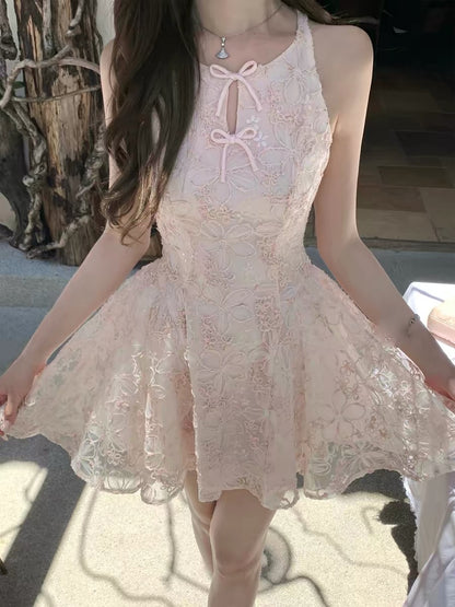 Q-Girl "Light Cherry Tuberose" / "Heiress Pink" Waisted Birthday Dress – A Stunning New Chinese-Style Summer Dress