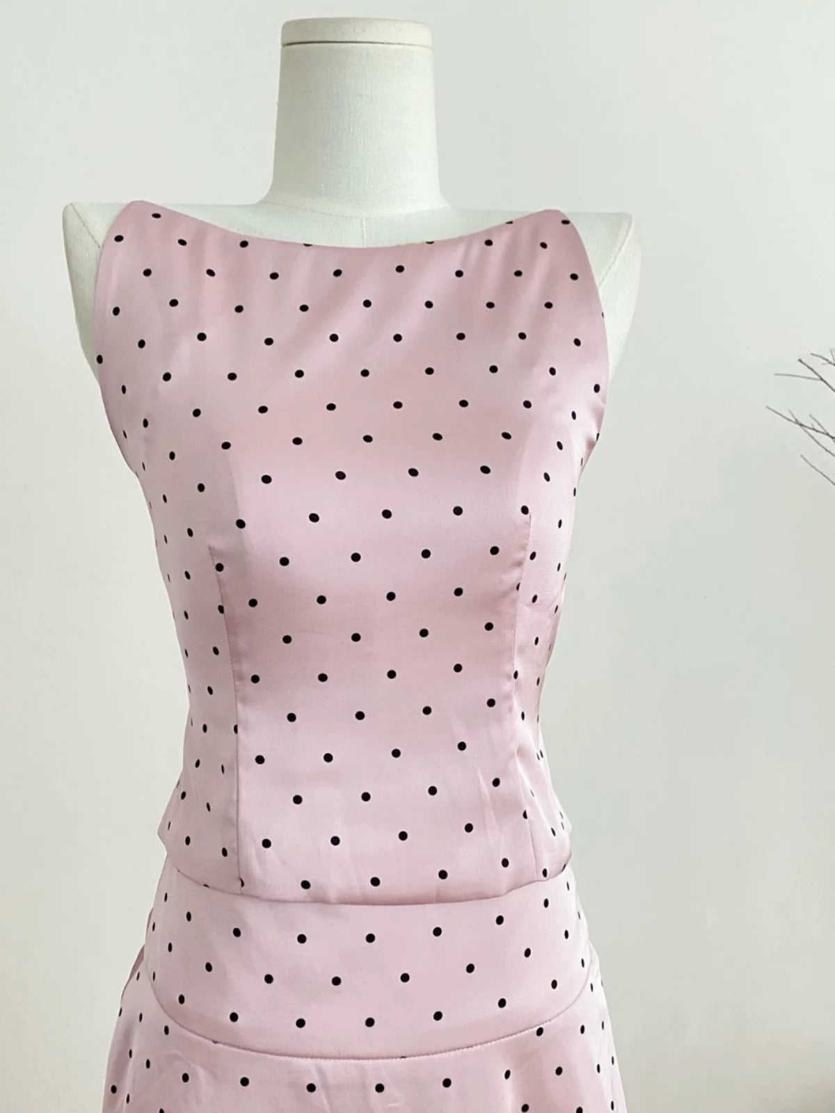 Duolaimei 2024 summer temperament sexy hot girl backless polka dot suspender skirt long skirt fashionable two-piece set