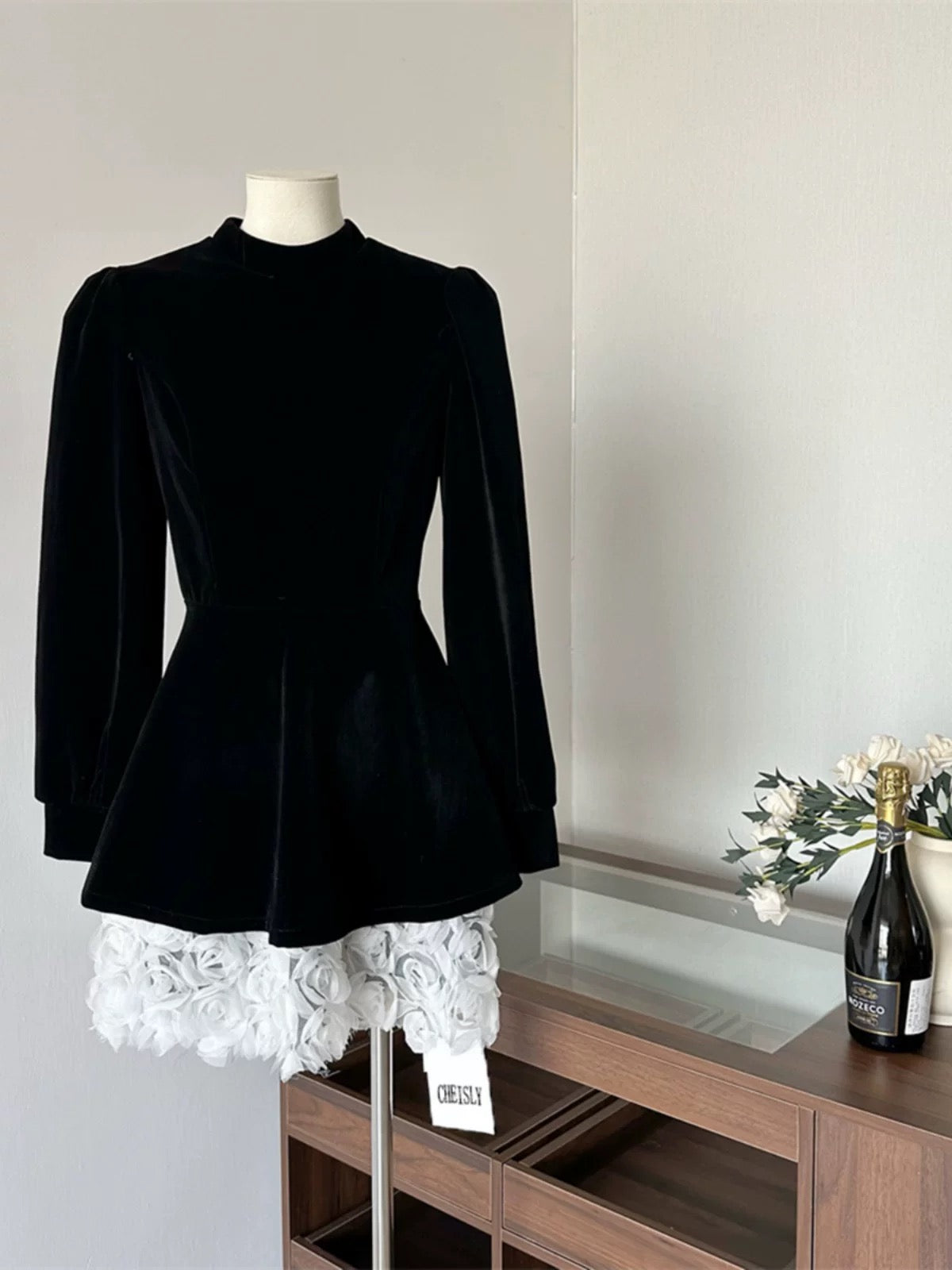 Duolaimei black high-end dress for women winter new Christmas wear slimming waist princess dress