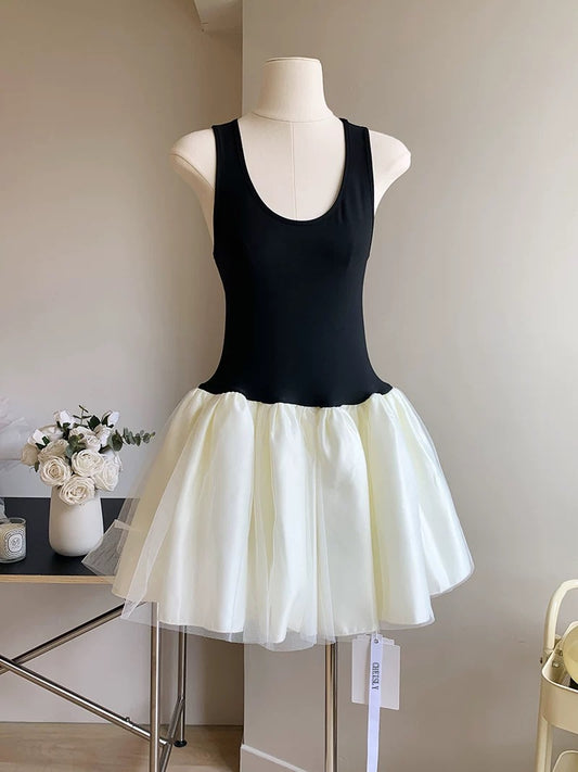 Duolaimei ballet skirt women's summer gentle style backless seaside vacation vest suspender dress