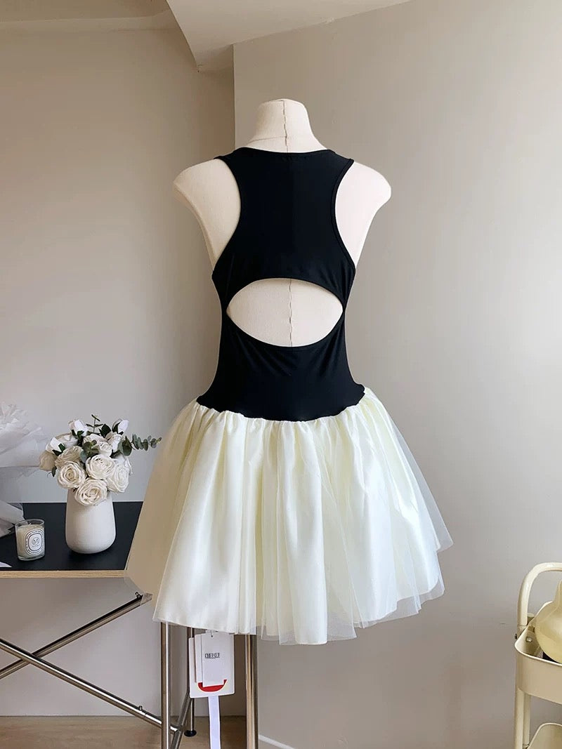 Duolaimei ballet skirt women's summer gentle style backless seaside vacation vest suspender dress