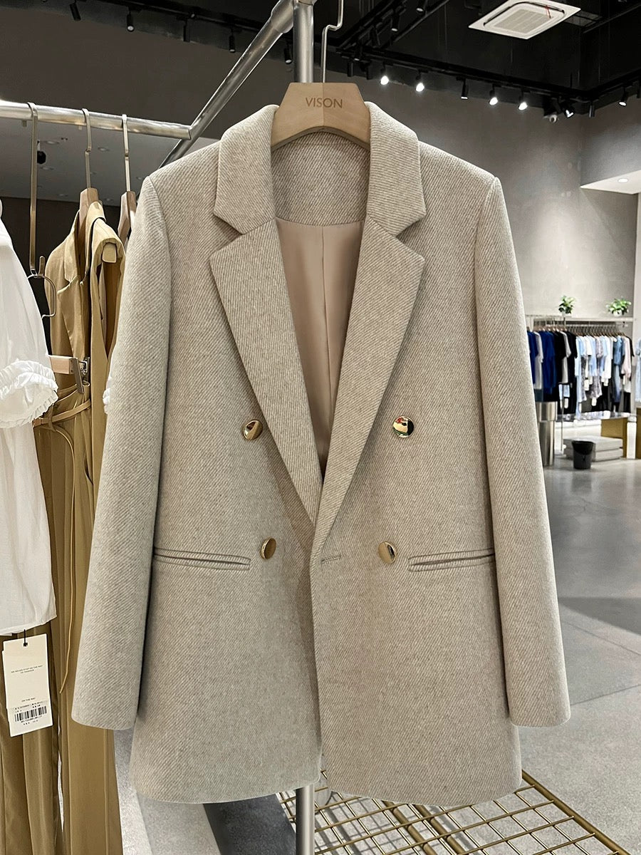 Women's 2025 New Winter High-End British Style Versatile Suit Jacket with Metal Buttons