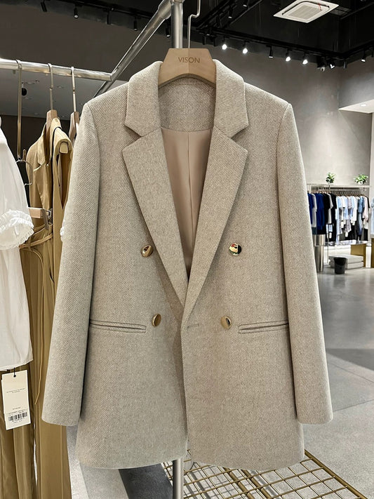 Women's 2025 New Winter High-End British Style Versatile Suit Jacket with Metal Buttons