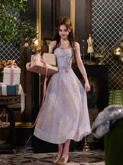 TUNTUN Spring/Summer "Happy Anniversary" Monet's Garden Camisole Dress with Pale Purple and Yellow Ombré Print