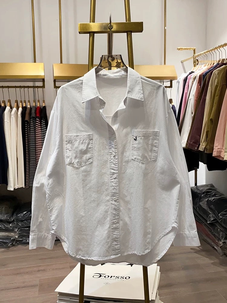 [Xiao Ai's stall real shot] New early autumn shawl two-piece shirt for women, loose and slim, niche temperament tops
