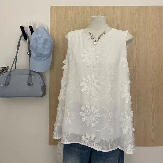 6.5+ [Xue Er Goods New Arrivals] 3D Embroidered Floral Vest 01156# No Returns or Exchanges#