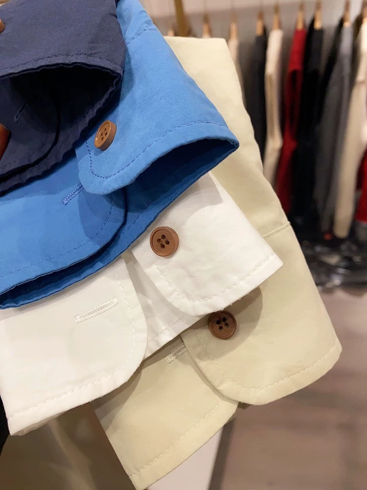 [Xiao Ai's stall real shot] Western-style lapel solid color single-breasted shirt women's spring and autumn short loose long-sleeved top