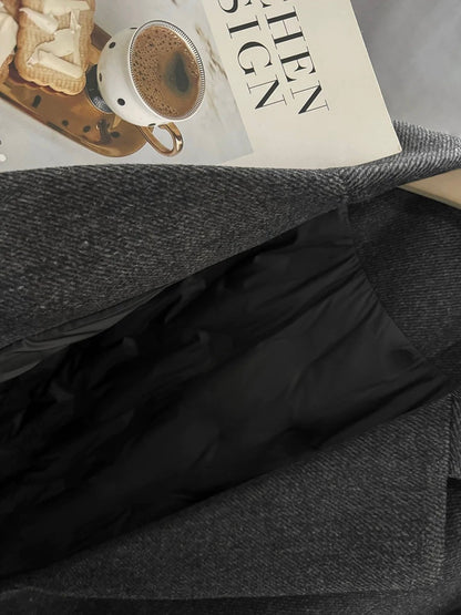 Dark gray twill down-lined woolen suit jacket for women, 2025 new winter style, high-end and fashionable suit.