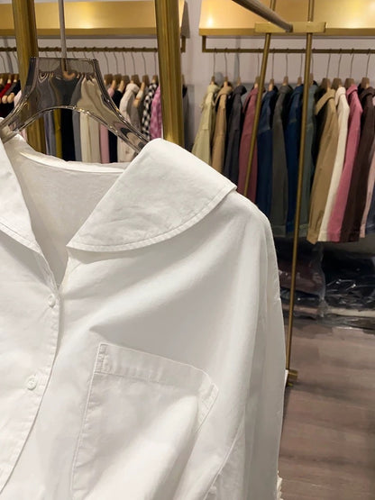 [Xiao Ai's stall real shot] New autumn Japanese soft girl long-sleeved shirt for women, loose and slim babydoll top