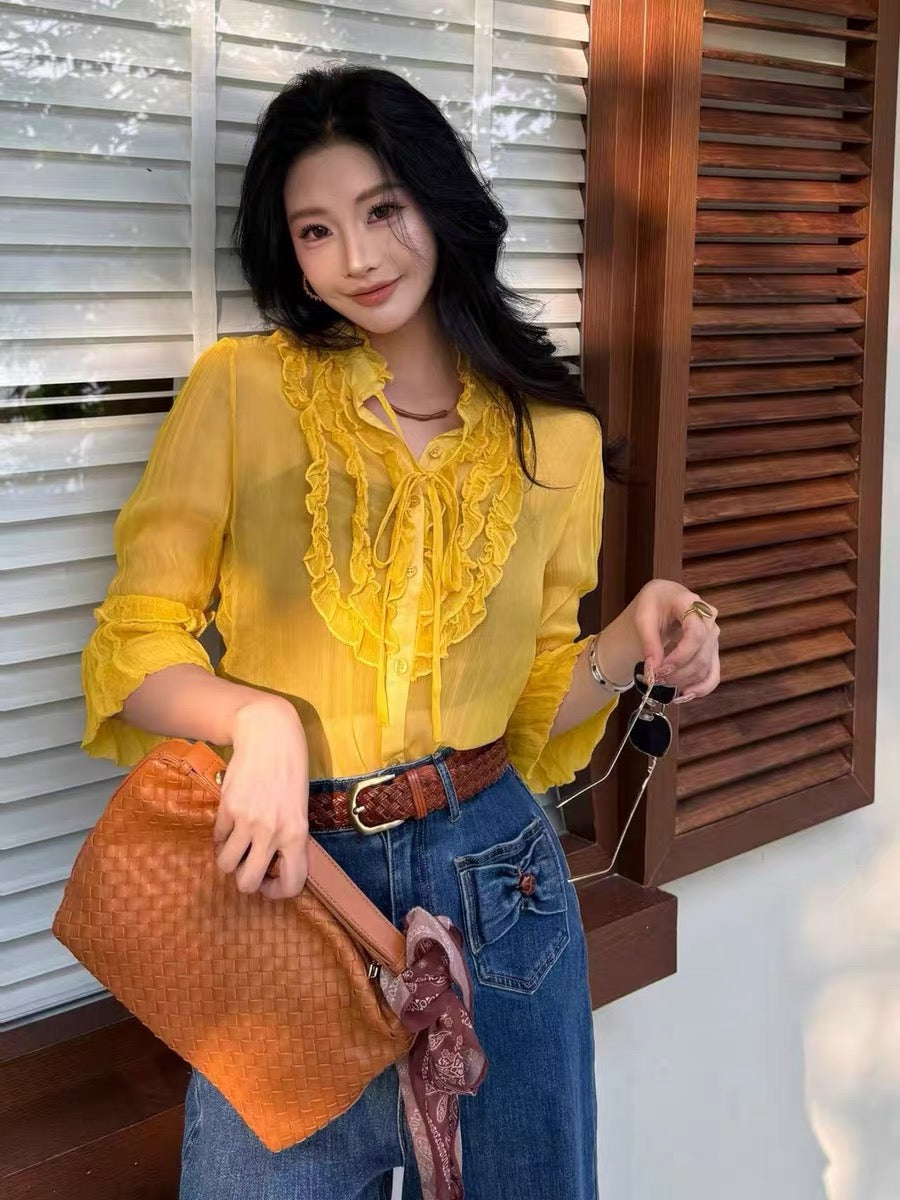 Lida NEW DADADA "The Tale of Rose" Style: Women's Lace Ruffle Shirt – Affordable Luxury, Youthful & Chic Top