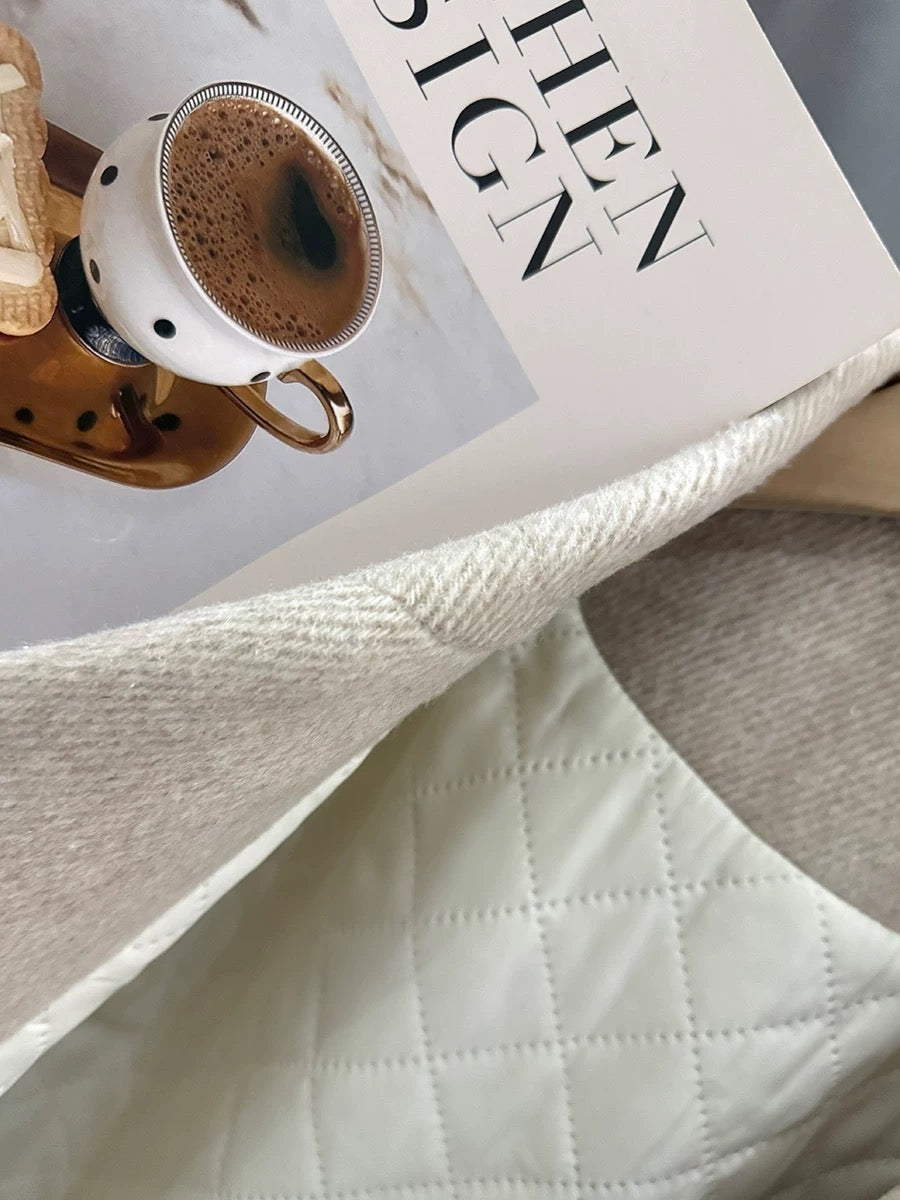 Beige-grey British style cotton-lined woolen suit jacket for women, 2025 new autumn and winter Korean style thickened suit.