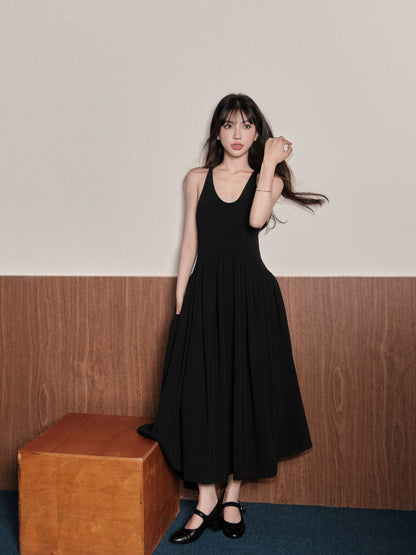 avenement/shoulderless backless suspender skirt/back cross design waist-cinching large skirt dress long skirt for women