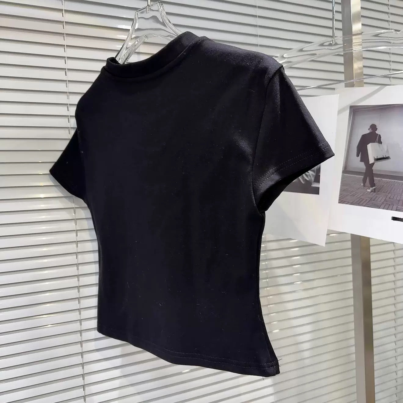 Internet celebrity style 2025 spring new style sweet cool hot girl multi-collar stitching contrast color waist exposed navel short-sleeved T-shirt women