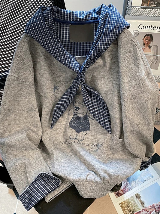 2025 New Arrival: Trendy Plaid Tie-Waist Sweatshirt for Women, Autumn/Winter - Unique and Beautiful Design.