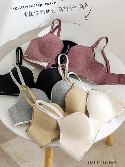 Cartoon chest ultra-thick 6cm underwear for women with small chest gathered to show large thickened and expanded flat chest special letter bra