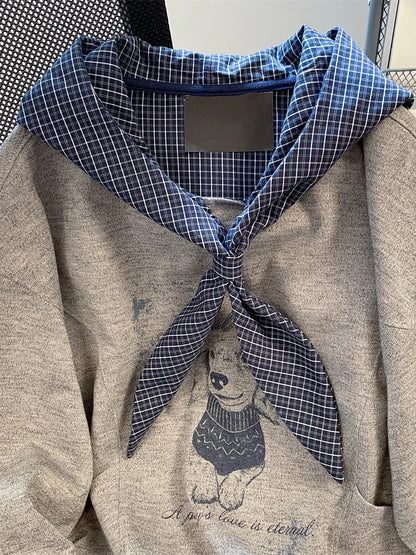 2025 New Arrival: Trendy Plaid Tie-Waist Sweatshirt for Women, Autumn/Winter - Unique and Beautiful Design.