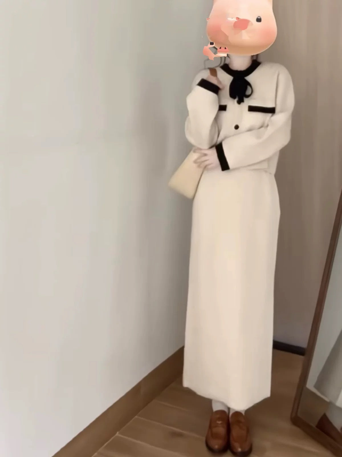 Korean style Qianjin Xiaochan style sweater jacket for women autumn and winter temperament skirt temperament celebrity knitted two-piece suit for women
