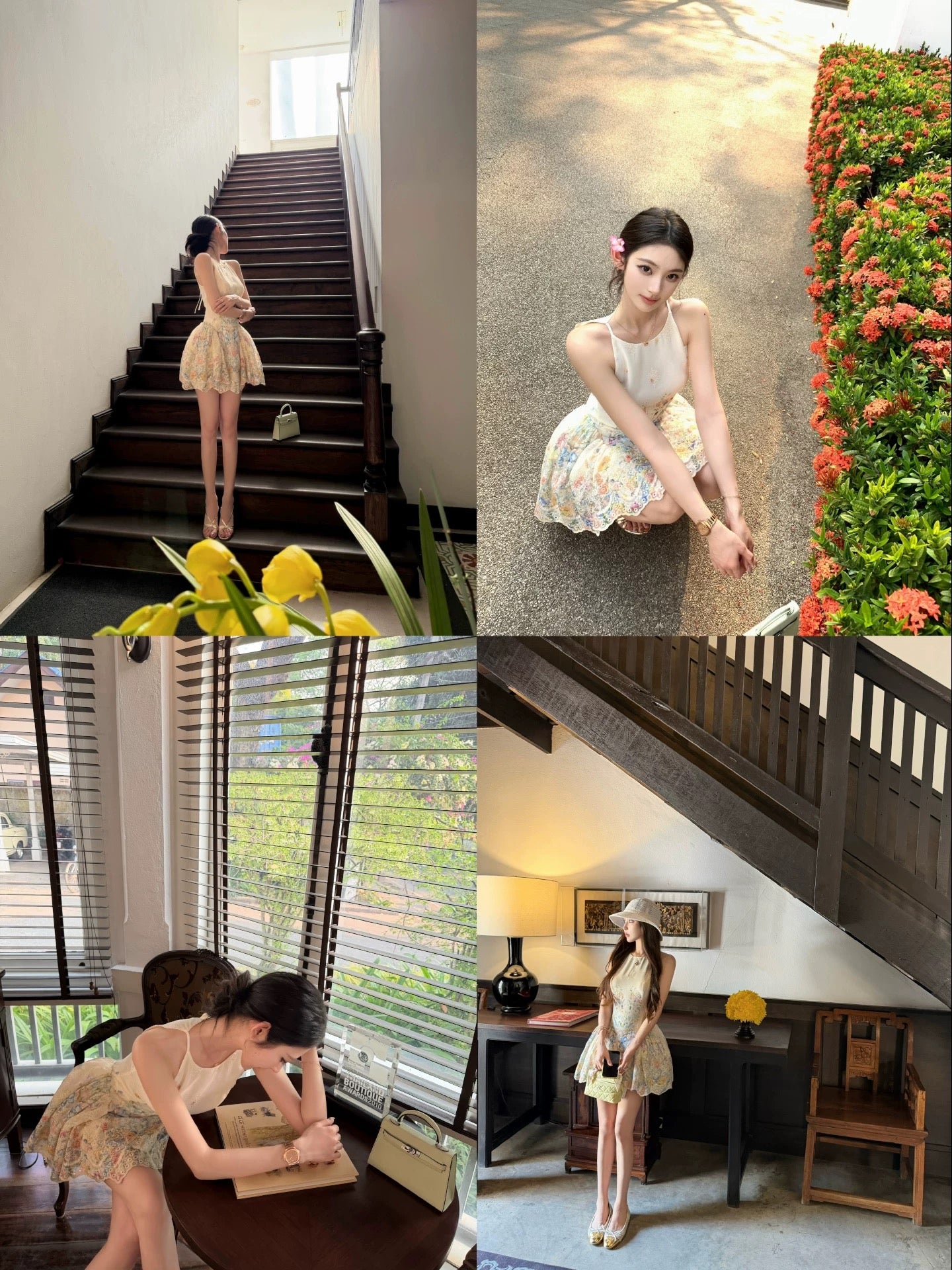 OKMASHOP Alice in Wonderland Halter Neck Dress for Women, Spring/Summer, Designer Print, Resort Style, Slim Waist Dress