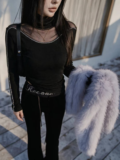 Beibei biuu] Fanrui 2026 New Collection: Mock-Neck Base-Layer Top with Contrast-Color Trim (B23472)