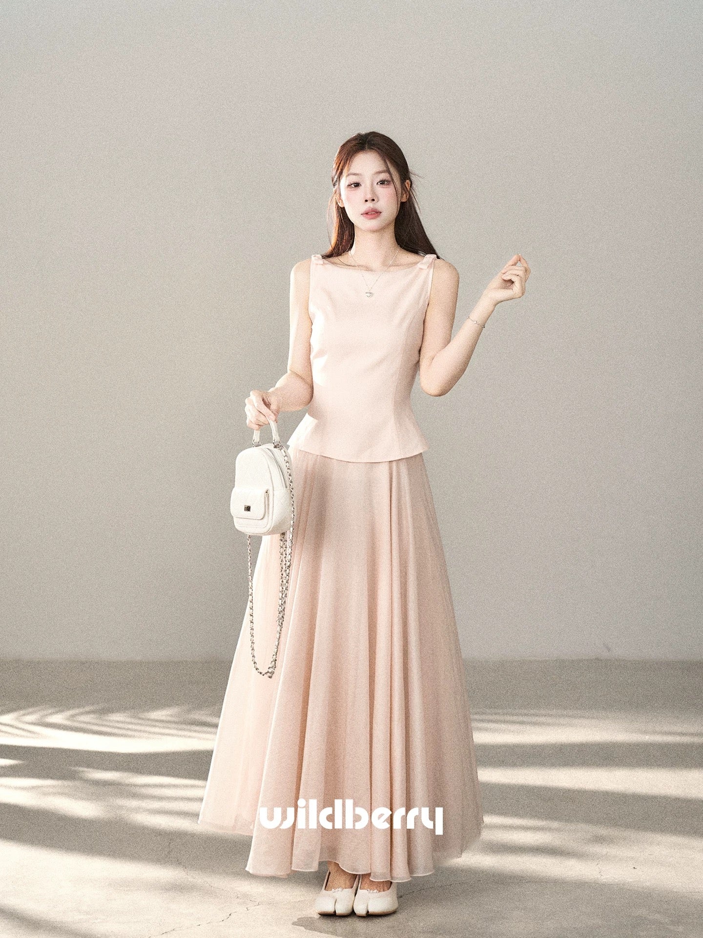 A Little Wild Berry Faux Two-Piece Vest Dress for Women, Spring/Summer 2026 New French Style Slim Fit Pink Long Dress