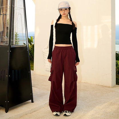 LEIYU large pocket quick-drying wide-leg overalls women's spring 2024 pleated design ins hot girl straight casual pants