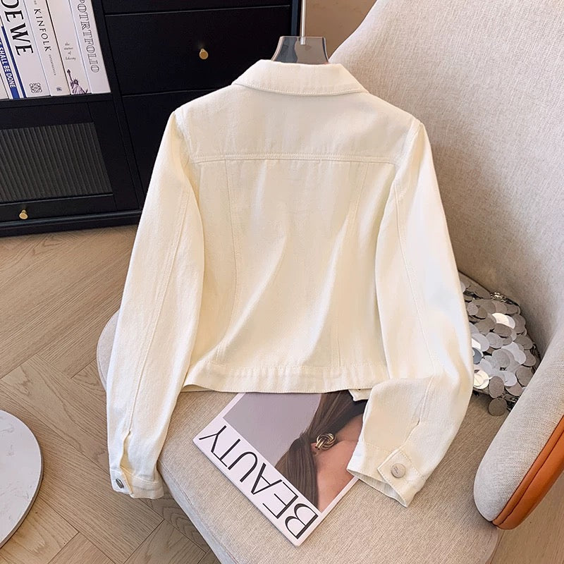 High-grade flower embroidered denim jacket for women Spring and Autumn short 2025 new loose Korean style all-match jacket top
