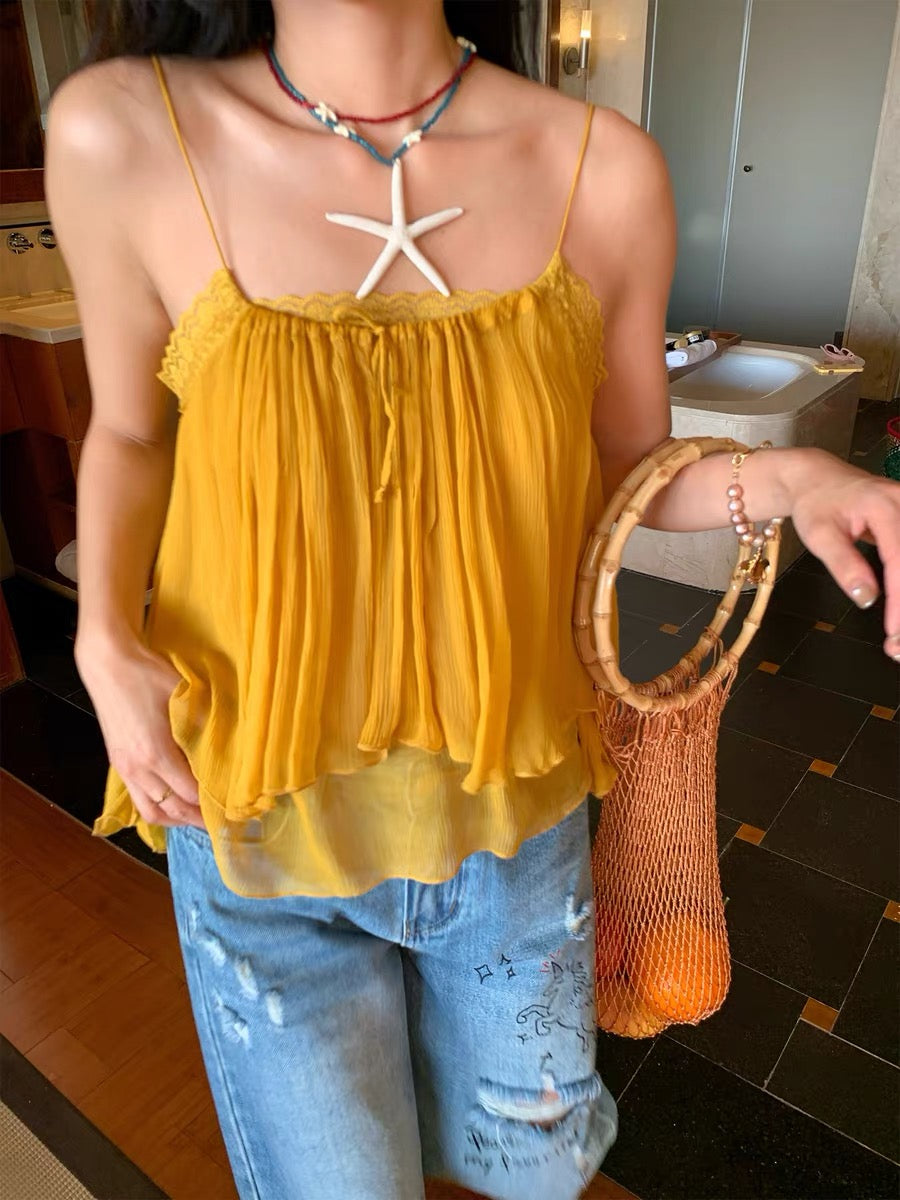 Distinctive and Refined: Exquisite, Unique-Design Yellow Camisole (2026 New Style) – Perfect for Outerwear