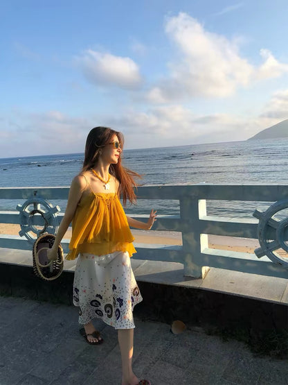 Distinctive and Refined: Exquisite, Unique-Design Yellow Camisole (2026 New Style) – Perfect for Outerwear