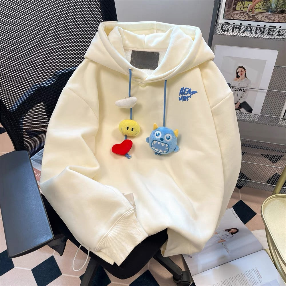 Japanese cityboy cute cartoon doll sweatshirt for women in spring and autumn fashion brand high-end age-reducing style hooded jacket