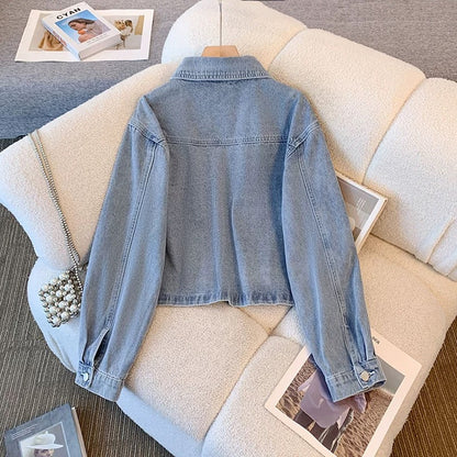 2025 new retro embroidery short denim jacket women's spring and autumn design niche student casual jacket tops