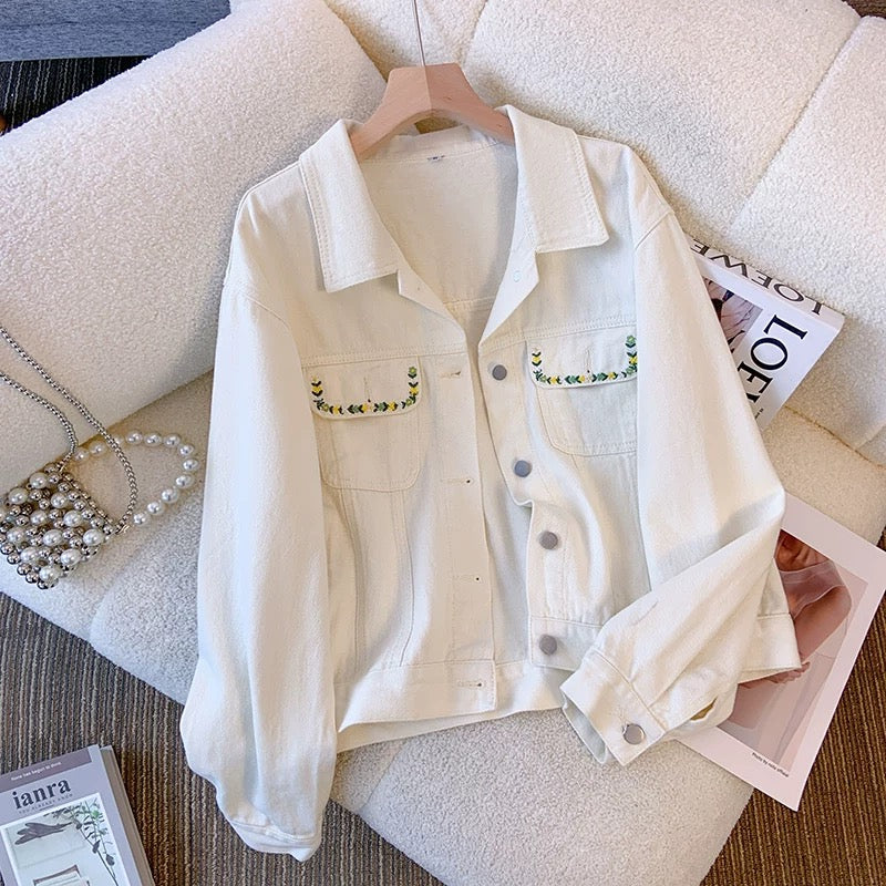 Sweet embroidered denim jacket for women Spring and Autumn 2025 new hot-selling design niche loose versatile jacket top