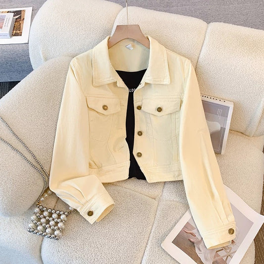 Retro denim jacket for women spring and autumn thin versatile loose 2025 new style popular small size cardigan top jacket