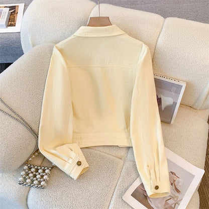 Retro denim jacket for women spring and autumn thin versatile loose 2025 new style popular small size cardigan top jacket