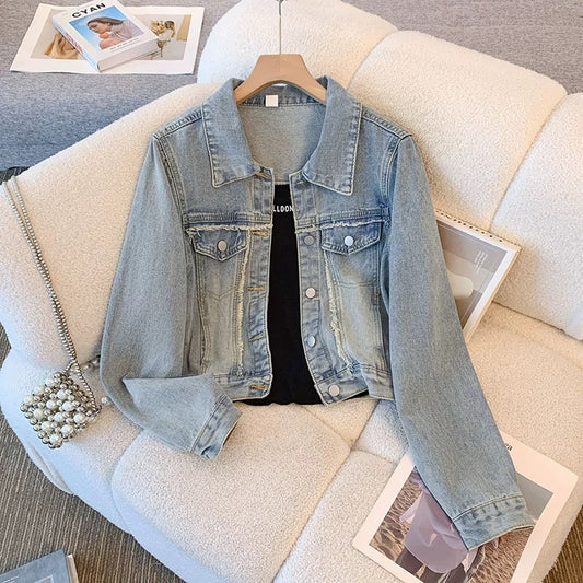 Retro slim denim jacket women's spring and autumn short 2025 new Hong Kong style popular small all-match jacket top