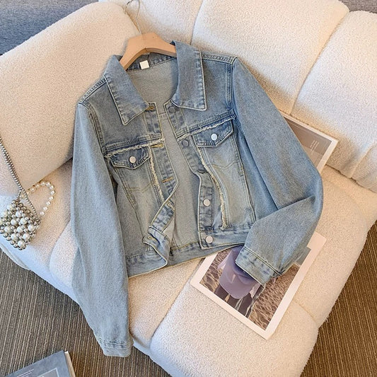 Casual short denim jacket for women spring and autumn 2025 new loose Korean style all-match petite Harajuku jacket tops