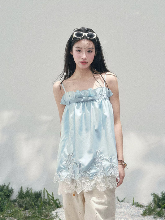 AOMALM's "Summer Like a Bouquet" Off-Shoulder French-Style Lace T-Shirt for Women, Early Spring Babydoll Style