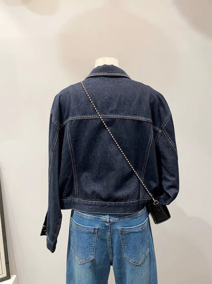 Cool grill out the street! Retro Hong Kong style loose casual denim jacket for women in autumn new petite versatile tops