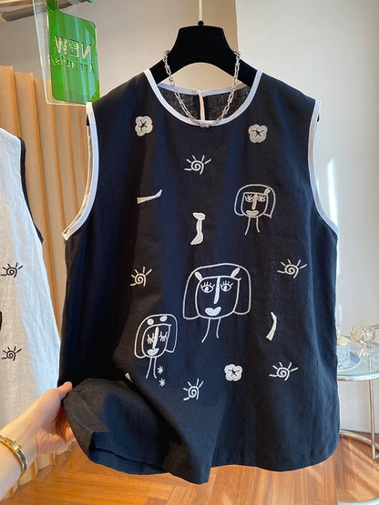 Light luxury cotton and linen sleeveless tops for women high-end 2025 new loose fashionable linen vest sleeveless shirt summer