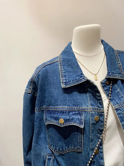 Decisive to keep it! Korean style versatile denim shirt jacket women's spring and autumn loose casual short jacket top trend