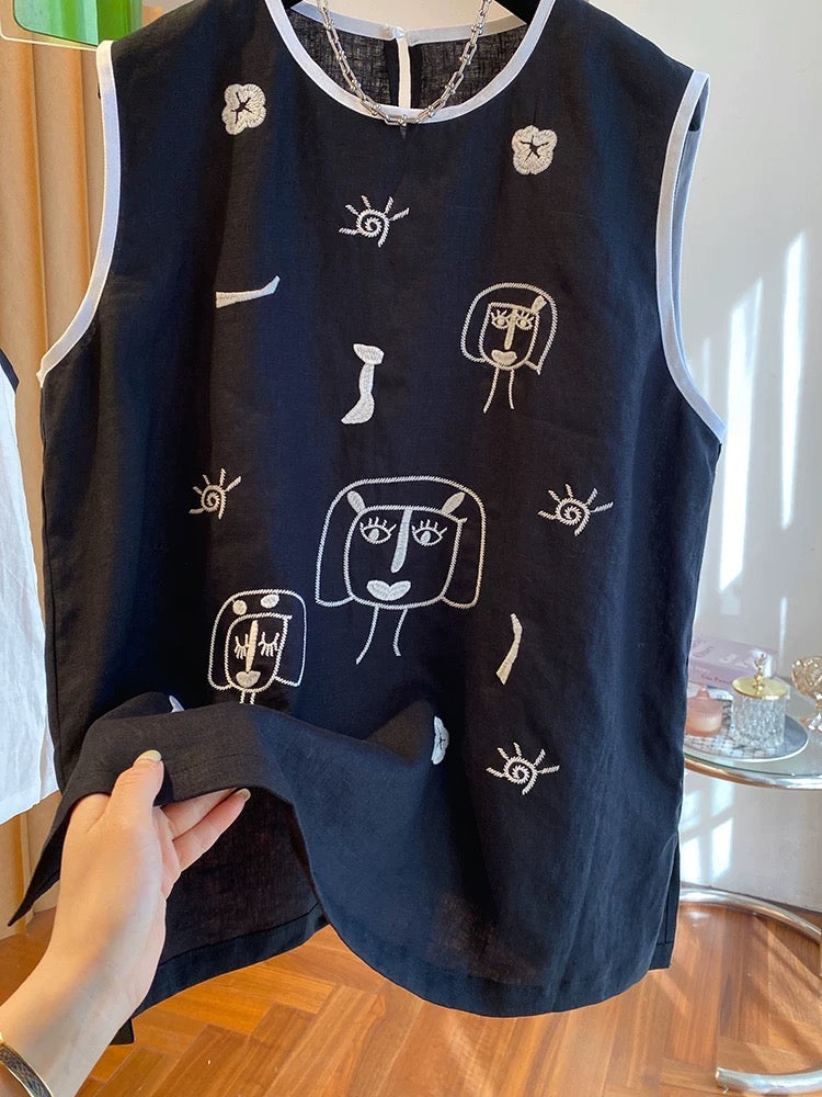 Light luxury cotton and linen sleeveless tops for women high-end 2025 new loose fashionable linen vest sleeveless shirt summer