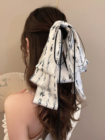 New Chinese style ink painting bow ribbon grabber half-tied hairpin female back of head shark clip ancient style Hanfu headwear