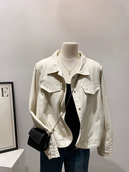Customer supply of large factory goods ~ Japanese style workwear retro denim jacket for women, spring and autumn loose casual workwear tops