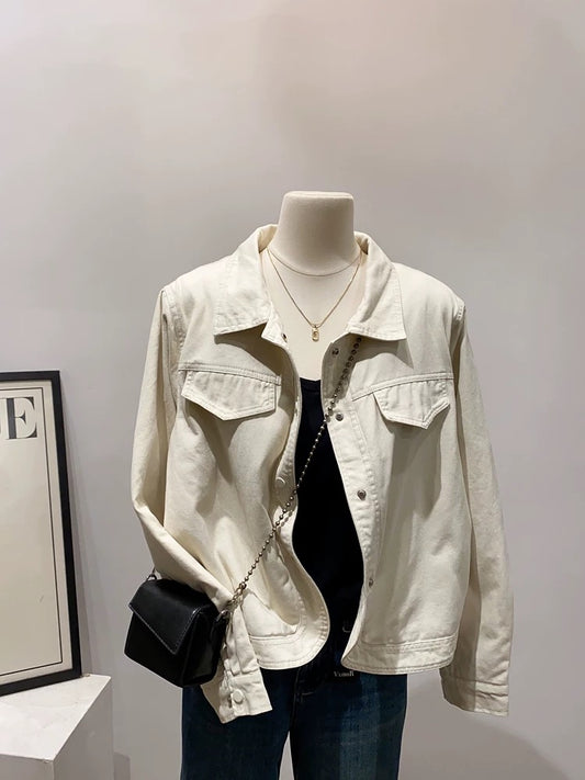 Customer supply of large factory goods ~ Japanese style workwear retro denim jacket for women, spring and autumn loose casual workwear tops