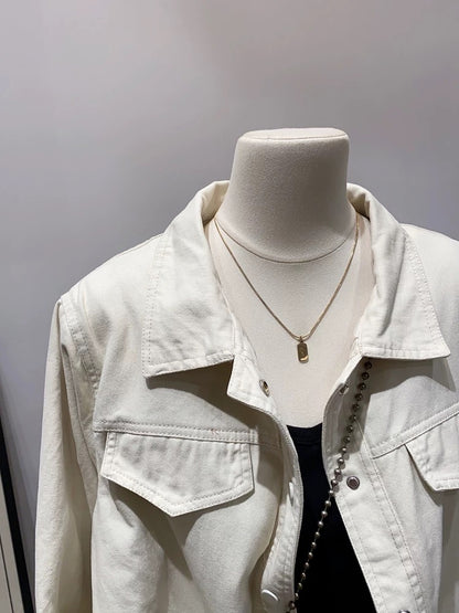 Customer supply of large factory goods ~ Japanese style workwear retro denim jacket for women, spring and autumn loose casual workwear tops