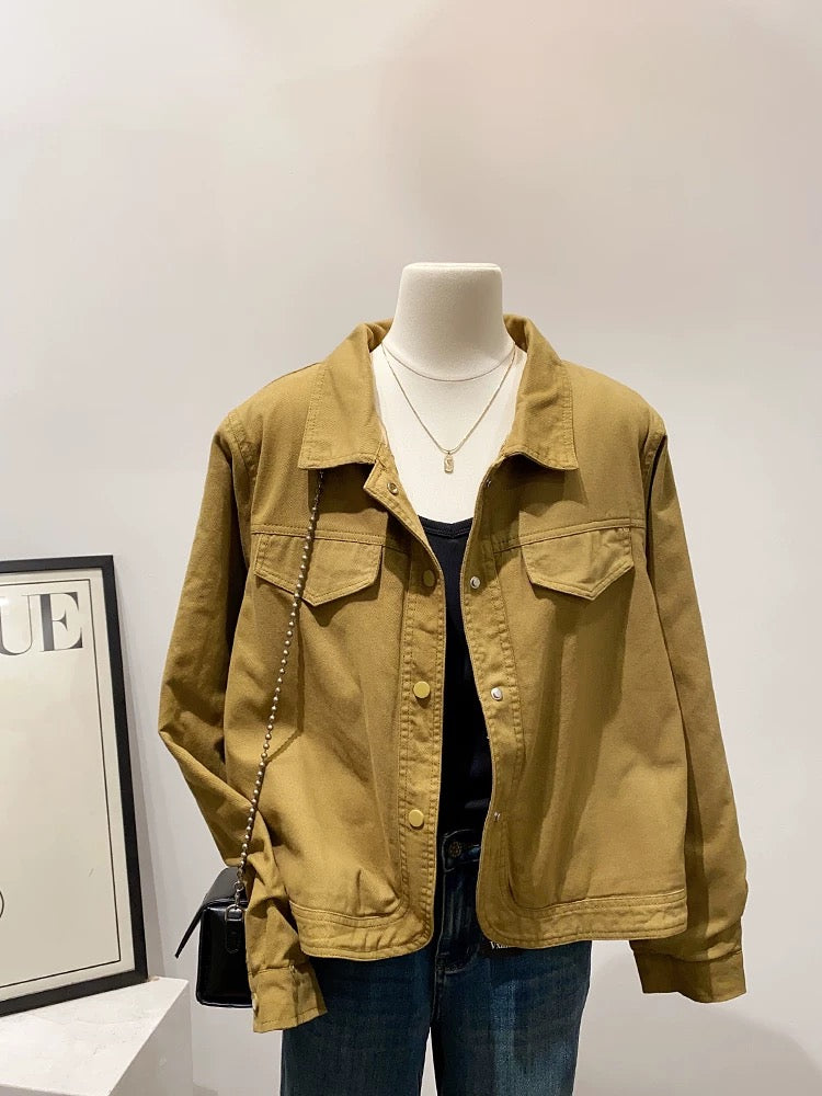 Customer supply of large factory goods ~ Japanese style workwear retro denim jacket for women, spring and autumn loose casual workwear tops
