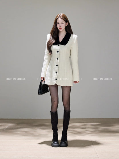 Shu Hulei, Jeju Heiress, French-style Heiress Dress, High-end Single-breasted Elegant Short Skirt